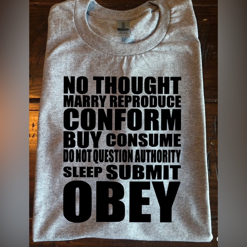 They live T-shirt John carpenter cult classic movie obey